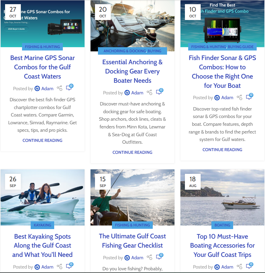 Blog Contents for Marine Retailer